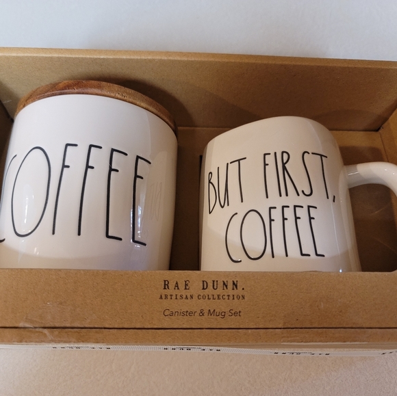 NEW Rae Dunn BUT FIRST, COFFEE Mug and COFFEE Cellar Canister Gift Boxed Set LL - Picture 3 of 3